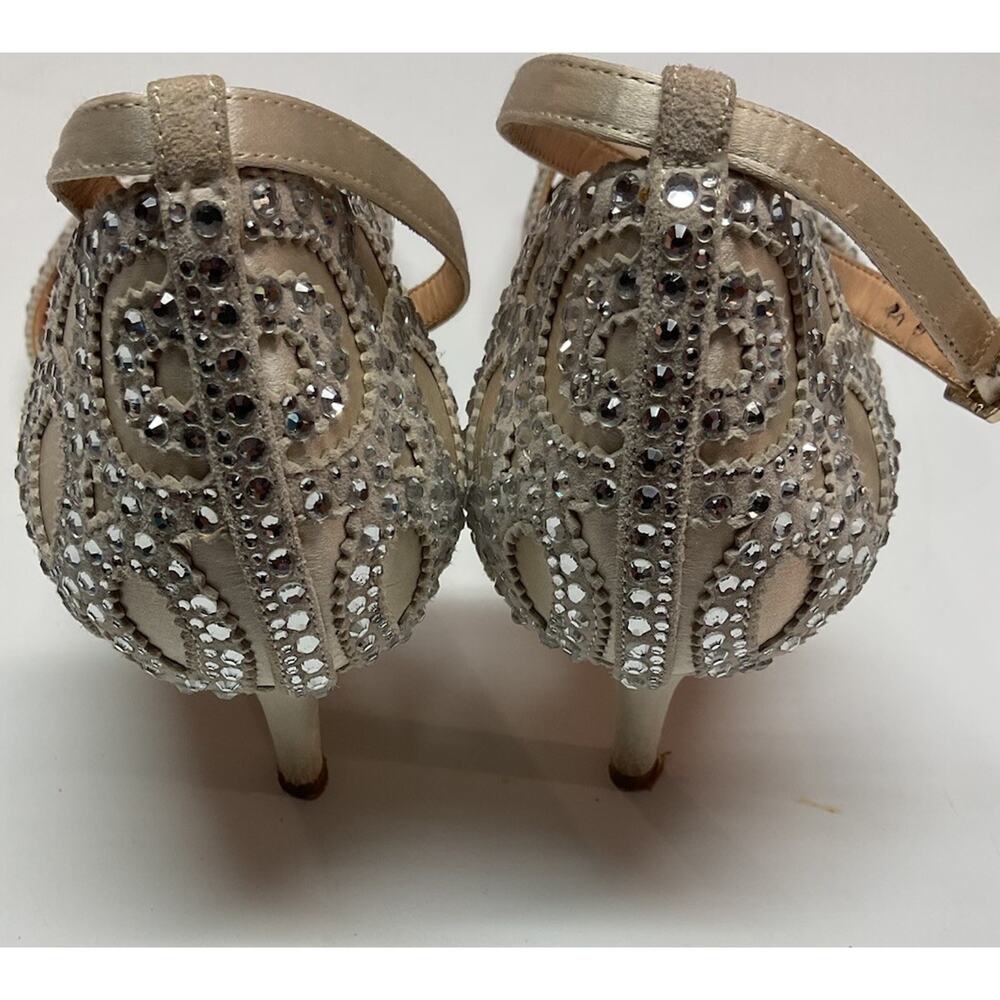 Badgley Mischka Roxy Heels Ivory Size 10 Bridal Prom Shoes - Picture 4 of 11